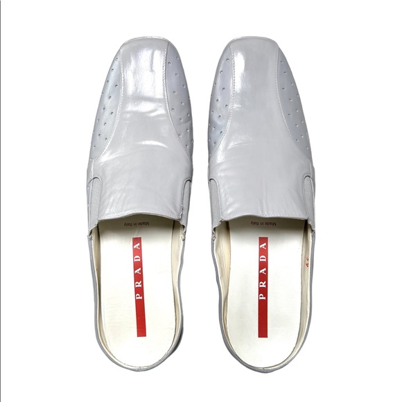 Prada Gray Leather Slip On Mules sz 8.5 - Picture 10 of 13